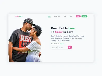 UI Dating Website Hero Section adobe xd dating dating app dating website design indonesia indonesia designer indonesian minimal ui