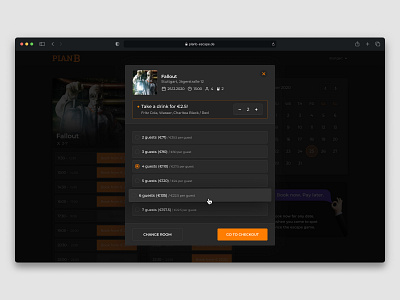 PlanB – Booking big sur booking calendar cards checkout clean ui design desktop hover pop up selection ui ux user inteface web