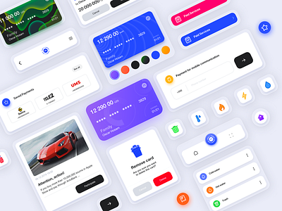 UI Kit for bank app bank branding card color illustration material typography uikit uiux