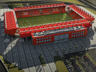 Jahn Regensburg Stadion 3D Visualisierung Topview 3d architecture visualization cinema 4d football illustration redshift3d regensburg stadium