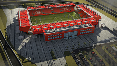 Jahn Regensburg Stadion 3D Visualisierung Topview 3d architecture visualization cinema 4d football illustration redshift3d regensburg stadium