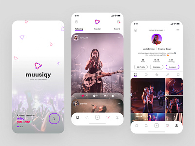 Music & Social Media App | Light app app design branding clean design icons instagram ios landing page light ui logo minimal mobile app music music app music player product design social media ui ux