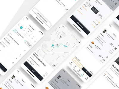 Ordering experience in mobile e-commerce app black white ecommerce flat food and drink geolocation ios map mobile ordering app reservations restaurant shop ui design ux design