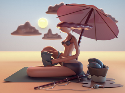 In the Summertime 3d 3d modeling c4d cinema4d illustraion