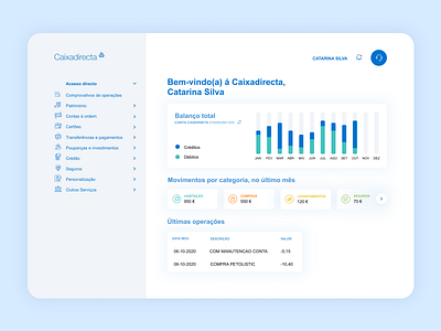 Banking App Caixadirecta balances bank bank account banking app banking dashboard dashboad design finance app product design transactions ui ux web web app web design