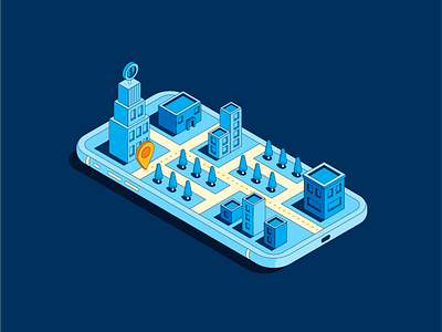 Isometric city flat illustration minimal vector