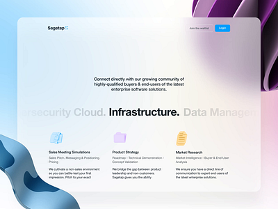 Sagetap - Landing Exploration animation concept css development glass interaction portfolio software ui user experience ux web app