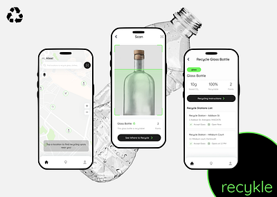 Recykle - Smart Recycling App app design minimal mobile mobile app ui ux