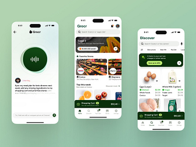 Grocr - AI Shopping assistant ai design illustration mobile mobile app mockup ui