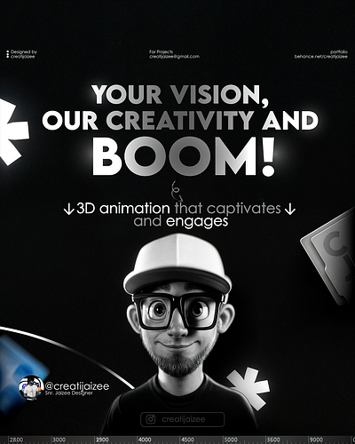 Your Visions Our Creativity and BOOM! 3d 3d arts 3d charcters 3d designs 3d post creatijaizee minimalist post modern post social media designs social media post ui ui ux unique post design ux young boy