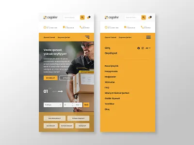 Cargoline Mobile Responsive Landing Page & Menu landing page menu bar mobile ui responsive website ui design uxdesign uxui web design yellow