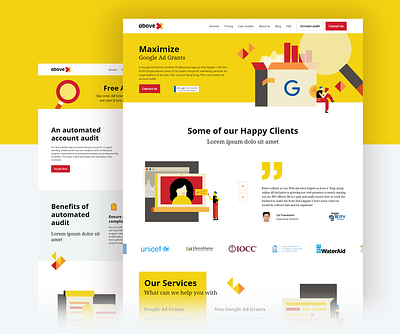 aboveX - web design adobe xd design flat google grants illustration illustrations illustrator ui vector web webdesign website