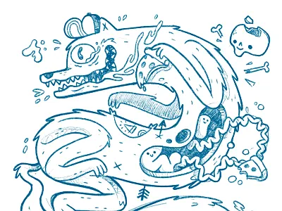 Hungry (wolf) boy animal arrow blake stevenson character design forest fox ghosts gross hipster illustration jetpacks and rollerskates mural pizza retro skull tattoo ui ux weird wolf