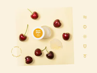 Three Ships – Brand Identity beauty brand branding care cherry design iconography icons identity lip logo logomark logotype natural package packaging product skin skincare wordmark
