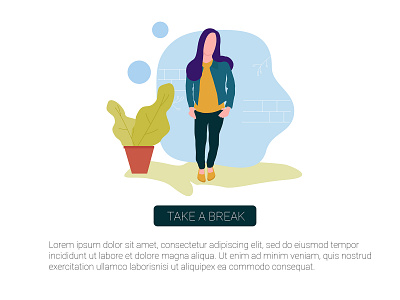 Take a break flat illustration page branding design flat flat design flat illustration flat illustrations flat vector home page illustration homepage design illustraion pot flat illustration standing pose ui ux vector