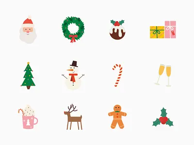 Christmas Icon set christmas christmas icons christmas pudding christmas tree gingerbread man hot chocolate icons icons set illustrations presents reath reindeer santa xmas