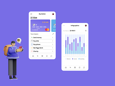 my wallet bank banking bills creditcard design figma finance finance app illustration mobile mobile app payment app payments ui ux vector wallet