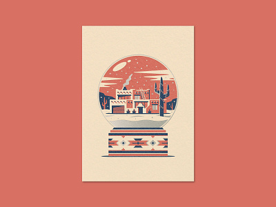 Desert Home Greeting Card adobe cactus dan kuhlken dkng dkng studios geometric home illustration letterpress nathan goldman pueblo snow globe southwestern vector winter