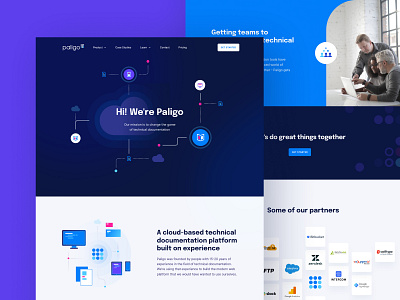 Paligo web design cloud design documentation documents illustrations landing page organize paligo technical ui ux unfold web design website