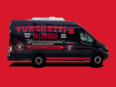 Turchetti's van badge branding butcher shop delicatessen identity indiana indianapolis market meat red restaurant salumeria typography van wrap