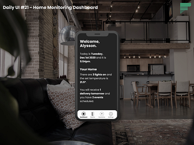 Daily UI #021 - Home Monitoring Dashboard daily daily 100 challenge daily ui 021 dailyui dailyui 021 dailyuichallenge dashboard figma mobile ui smart home smarthome text ui ui design ui ux uiux
