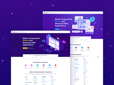 Blazor Demo page UI web design banners blazor chart controls dark illustration landing page ui web design website website design