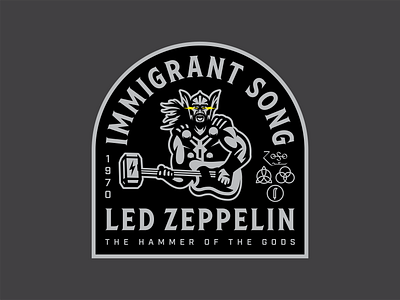 Badge Collab 2020 badge black bold clean design god of thunder guitar led zeppelin lightening logo mythology rock rock n roll thor vector