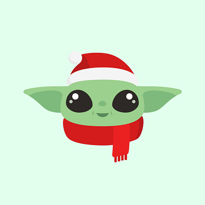 Santa Baby (Yoda) baby yoda christmas cute grogu illustration star wars sticker the child the mandalorian vector