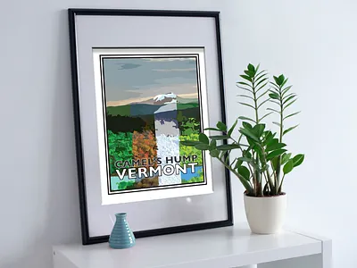 Travel Posters - Camel's Hump, Vermont illustration print travel
