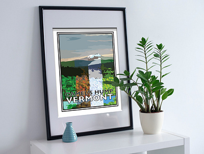 Travel Posters - Camel's Hump, Vermont illustration print travel