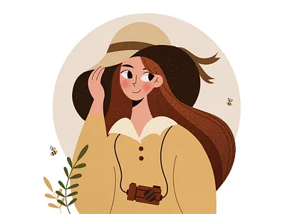 Summer 2d character characters design flat girl illustraion people photographer rexture shape summer travelling