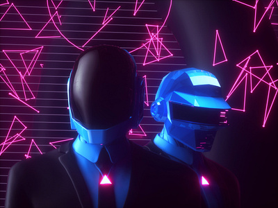 Daft Punk 3d 3d art 3d artist 3d illustration 3d illustrator 3d modeling designer graphic design graphic designer illustration modeling webdesign