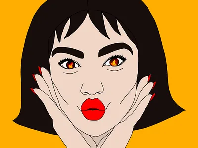 Fire Eyes Girl design digitalart eyes face fire girl girl illustration icon illustration lips logo logodesign minimal pretty