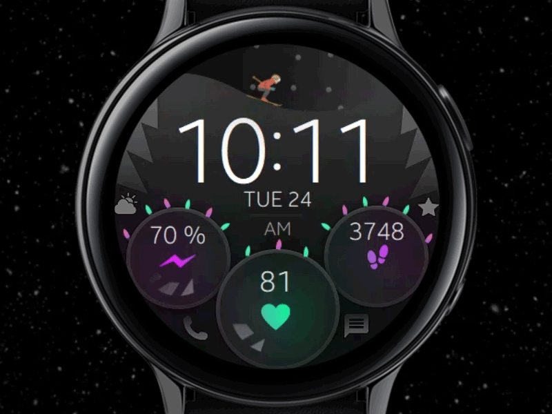 Christmas Watch Face animation app chrismas design electronics illustration minimal modern samsung smart smartwatch snow tech technology ui watch watchface xmas