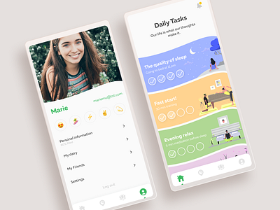 Healthcare app | Task tracking & profile analysis app check in habits healthcare lifestyle list page main page plain profile task tracker tracking ui ui ux design ui design ux work life balance