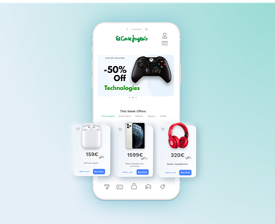 El Corte Inglês Redesign app buy dailyui dailyuichallenge departmentstore ecommerce ecommerce app ecommerce design ecommerce shop elcorteingles minimal onlineshop shopapp shopping shopping cart ui ux web white whitespace