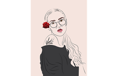 lady with rose creative illustrations illustrator line art vector