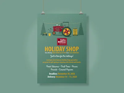 2020 Louisiana Farm Bureau Holiday Shop Poster agriculture christmas design farm farm bureau holiday shop holidays illustration illustrator louisiana