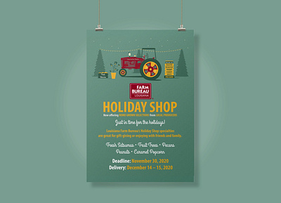 2020 Louisiana Farm Bureau Holiday Shop Poster agriculture christmas design farm farm bureau holiday shop holidays illustration illustrator louisiana