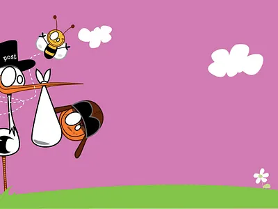 Leonie baby babypink bee bird birth birth announcement birth card child clipart cute design digitalart drawing eyes handdrawing illustration kids pieloot stork