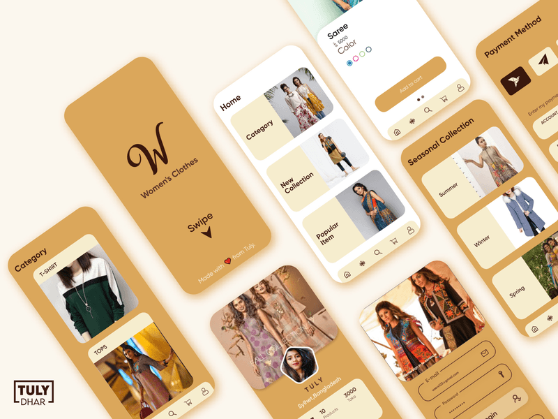 Women's Clothes App UI (Concept) adobe illustrator adobexd app clothes concept tuly dhar ui uidesign uiux womens