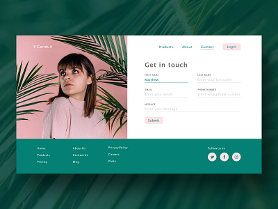Contact Us Page contact form product design ui ux web design