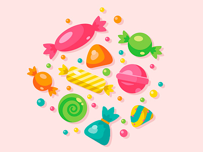 Cute candy and lolipop icons candy design dessert fun holiday icon illustration lollipop sweet tasty