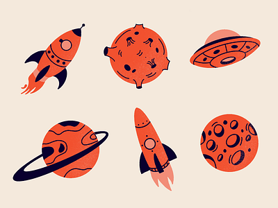 Spot Illustrations Space asteroid illustration photoshop planet procreate rocket space spot ufo