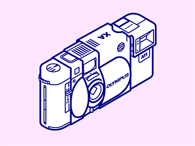 Olympus XA 35mm icon isometric isometric illustration lineart olympus rangefinder technical drawing