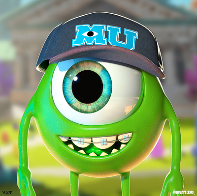 Mike Wazowski Monster University 3d 3d art 3d artist animation character design disney disney art monsters inc pixar zbrush