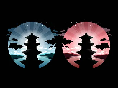 mandarin pagoda bird coffee design film icon illustration logo music pencil sketch vector