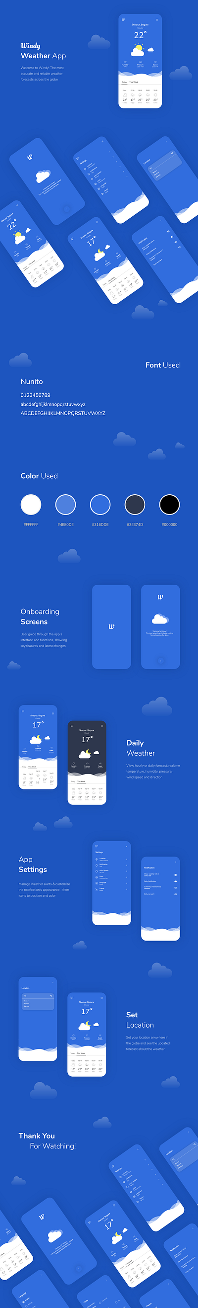 Windy Weather App android app design application ui ios app design mobile app ui ui uiux design ux weather app