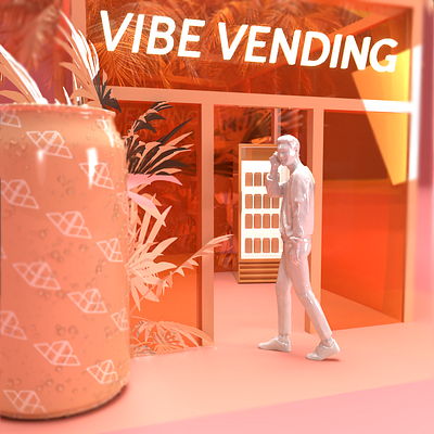 Maison presents Vibe Vending Citrus Brand Sampling Experience 3d art 3d design 3d designer adobe dimension adobe photoshop booth brand design brand identity citrus coral exhibition booth design experiential experiential design installation art logo design monochromatic pop up retail design typography urban art