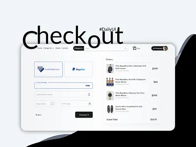 Ecommerce Outlet Payment Checkout UI @ui app branding checkout page dailyui 002 design flat mockups prototype typography ui ux